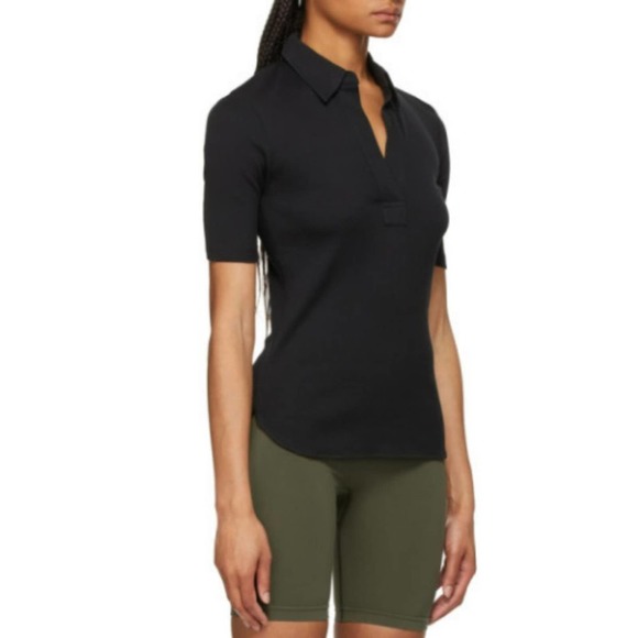Helmut Lang Tops - HELMUT LANG Retro Ribbed Skinny Polo Top
